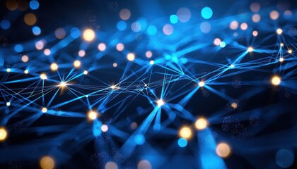 Wall Mural - Illuminated Blue Network: A Background of Digital Art
