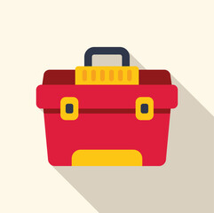 Poster - flat design icon of a red toolbox, symbolizing construction, diy, and maintenance tasks