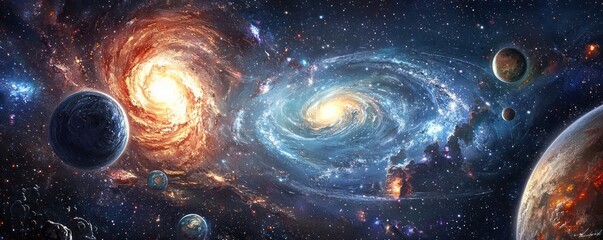 Wall Mural - journey through the galaxy: cosmic ray illustrations
