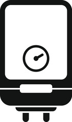 Poster - modern electric water heater ensuring hot water supply, featuring a clock displaying current time an