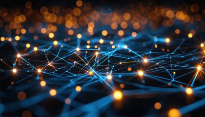Wall Mural - Network Connections: A Glowing Abstract Digital Art