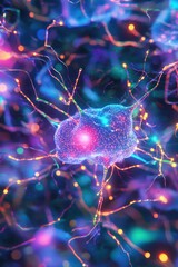 Wall Mural - Neural Connectivity: A Glowing Abstract Digital Brain