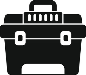 Poster - black toolbox with handle and latches, ideal for construction workers, mechanics, and diy enthusiast