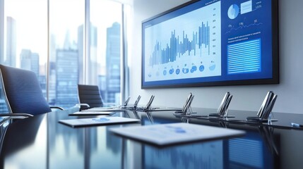 Poster - Modern Business Conference Room Showing Financial Data
