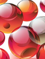 Poster - A vibrant array of glossy red and orange spheres, creating a sense of depth and playfulness. The varying sizes and reflections enhance the dynamic composition.