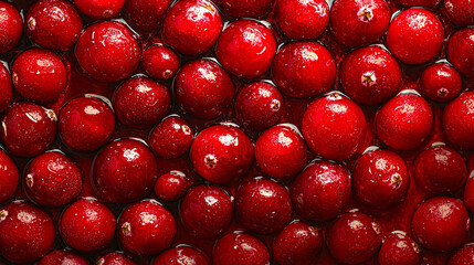 Poster - Numerous fresh cranberries are displayed with a glossy surface, highlighting their rich red hue during the autumn harvest season