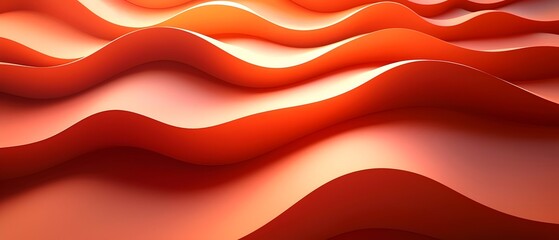 Poster - A captivating abstract image featuring flowing waves of warm orange tones, creating a dynamic sense of motion and depth, perfect for backgrounds or artistic projects.