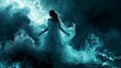 © Vikarest - A mystical figure in a flowing dress stands amidst swirling clouds and ethereal light, evoking a sense of enchantment.