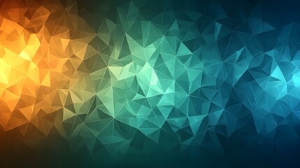 Poster - An abstract geometric background featuring a gradient of vibrant colors transitioning from orange to teal, creating a dynamic and modern aesthetic.