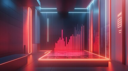 Poster - Futuristic digital data visualization space.