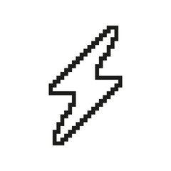 Fototapete - Pixelated Lightning Bolt Icon. Retro Pixel Art Design of Jagged Lightning Bolt Symbol. Symbol of Electricity and Power. Isolated Vector Illustration