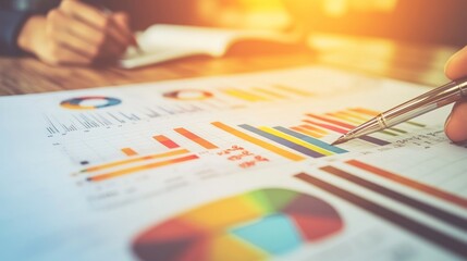 Aufkleber - Businessperson reviewing colorful financial charts and graphs