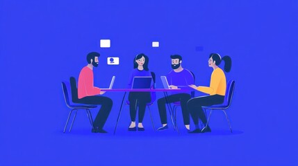 Poster - Team Collaboration Using Laptops At A Meeting