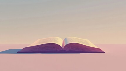 Poster - Open Book Resting on a Pale Pink Surface