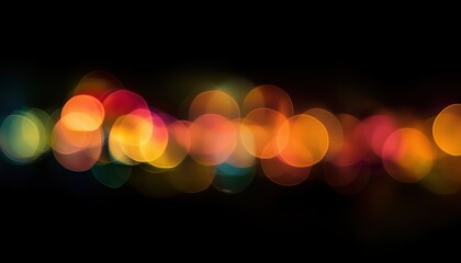 Poster - Abstract Christmas Lights Bokeh In Yellow On Black Background. Perfect Holiday Overlay For Adding A Blur Effect To Your Images.