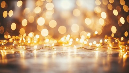 Poster - Vintage Charm: Natural Bokeh And Bright Golden Lights For A Festive Spring/Summer Christmas And New Year Disco Party With Full Bokeh Magic.