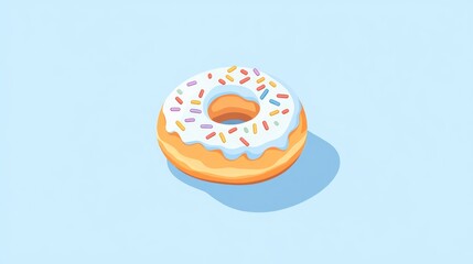 Poster - A Glazed Donut with Sprinkles on a Blue Background