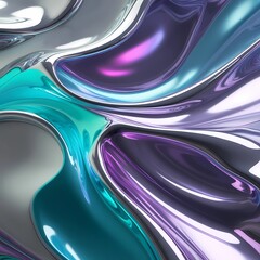 Poster - Colorful abstract waves of metallic liquids create a mesmerizing and dynamic pattern with vibrant hues and smooth textures