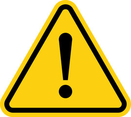 Wall Mural - yellow warning dangerous attention icon, danger symbol, filled flat sign, solid pictogram, isolated 