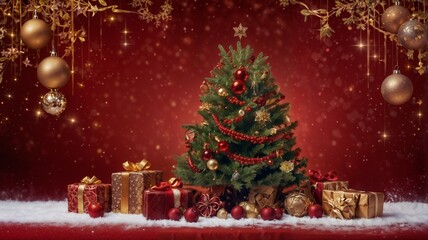 Wall Mural - red background christmas