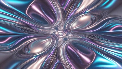 Poster - Abstract colorful design with metallic textures and fluid shapes in vibrant hues