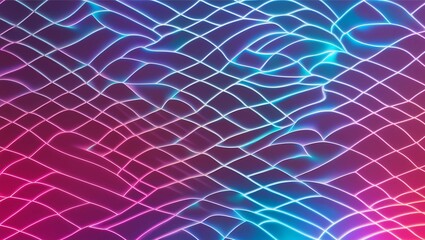 Poster - Colorful abstract wave patterns create a mesmerizing effect on a dark background with vibrant neon hues