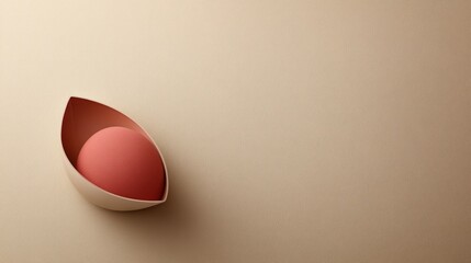 Poster - Beige Background with Coral Sphere in Leaf Shaped Container