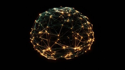 Aufkleber - Digital brain design illustrates a network of connections with glowing lights, symbolizing thought processes and neural activity in dark surroundings. Generative AI