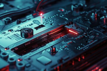 Aufkleber - Close examination of an aged circuit board highlighting rusty components and intricate patterns in electronic technology