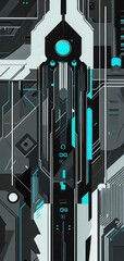 Poster - Innovative cybernetic backdrop combining black and blue design elements. Generative AI