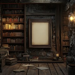 Poster - Antique Bookshelves Frame Old Room Setting