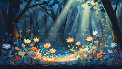 Wall Mural - Magical Forest Flowers