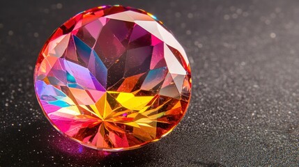 Aufkleber - A vibrant multicolored gemstone rests on a dark surface