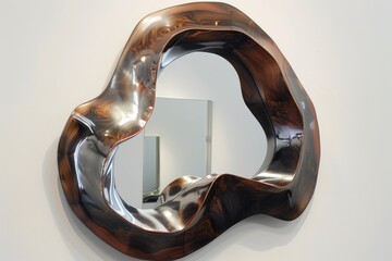 Poster - Unique abstract mirror design showcased on a minimalist surface, highlighting its reflective qualities and modern aesthetics