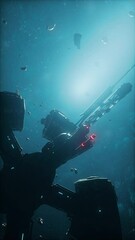 Wall Mural - the extraterrestrial vessel travels through the infinite reaches of the cosmos, vertical