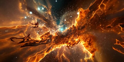 Wall Mural - colorful nebula in deep space, 4k video