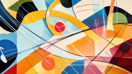 Poster - Colorful depiction of sound waves intertwines with musical notes and instruments, creating a lively composition that engages the senses. Generative AI