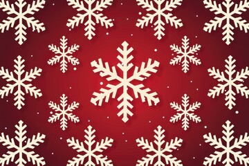 Aufkleber - White snowflakes on a red gradient background