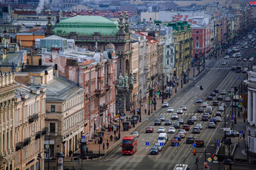 Nevsky prospect, Saint Petersburg, Russia, November 10, 2024, aerial view