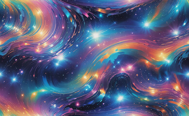 Fototapete - a colorful, swirling galaxy with bright stars and a blue background. the stars are scattered through