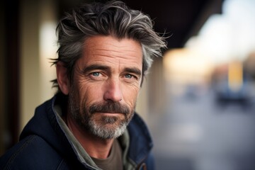 Wall Mural - Portrait of a handsome middle-aged man with grey hair and beard