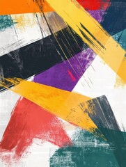 Leinwandbilder - Colorful strokes and geometric shapes intertwine, showcasing a dynamic abstract artwork that captures creative expression with energy and movement. Generative AI