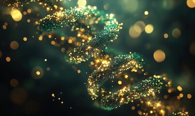 Poster - Glittering DNA Helix, vibrant colors, sparkling particles, abstract representation of genetic material, science and technology theme
