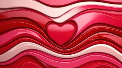 Poster - Red Heart on Abstract Waves.