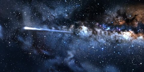 Wall Mural - brilliant comet streaking across a starry night sky, 4k . video