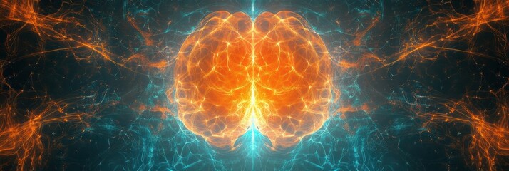 Aufkleber - This artwork depicts a dynamic, abstract digital brain with vibrant colors, highlighting intricate neural patterns and connections in stunning detail. Generative AI