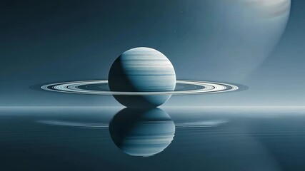 Wall Mural - a minimalist depiction of the planet uranus, characterized by its subtle rings, smoothly ed in a pla