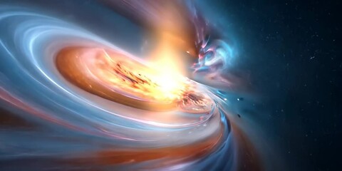 Wall Mural - magnificent conical space explosion with swirling stardust and energy waves, 4k video
