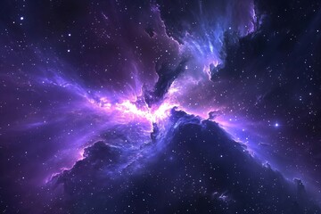 Wall Mural - big space explosion in universe. abstract background with purple and blue milky way. galaxy, neutron