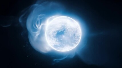 Wall Mural - Mysterious blue planet surrounded by swirling smoke in the depths of space